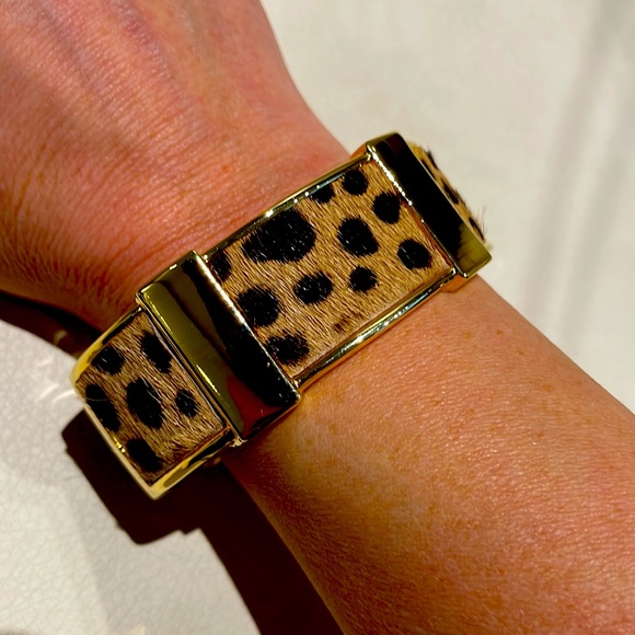 J. Crew Leopard and Gold Calf Hair Cuff Bracelet - Picture 4 of 6